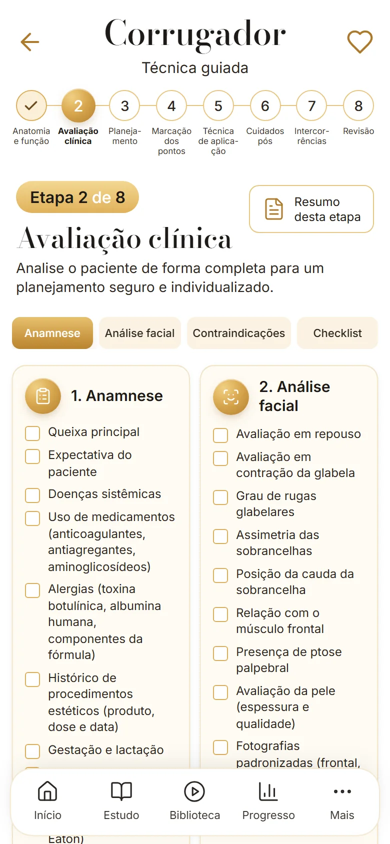 Técnica guiada em etapas no aplicativo HOF Mentor IA